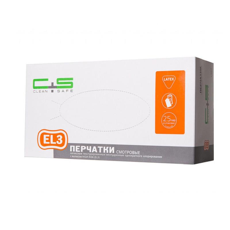 Изображение Перчатки латекс M 25пар Clean+Safe High Risk текстур неопудр однокр хлорир с валиком (EL3) 1 из 1