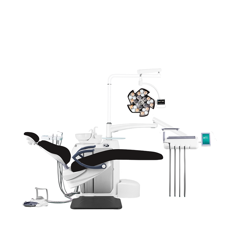 Изображение Установка стомат DETES TS TOP-301 STANDART, цвет Black/черный Youth, нижняя/п, скейлер и п/лампа WOODPECKER, NEBULA 25, стул врача ДеЛюксе 2шт