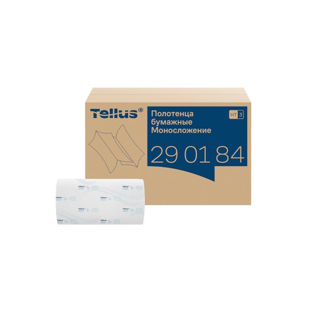 Изображение Полотенца Tellus Стандарт с тиснением ZZ-сложение, двухслойные, белые, 250шт