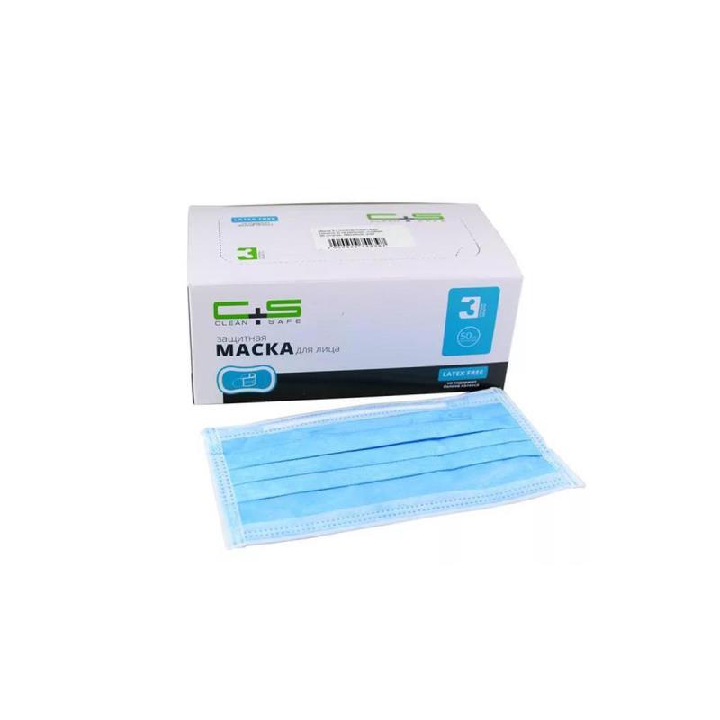 Изображение Маска 3-сл 50шт Clean+safe  PRO2 зеленая защита 3 1 из 1