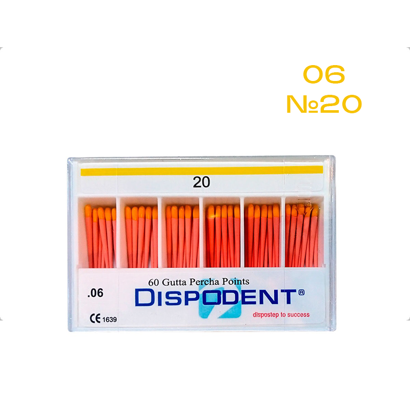 Изображение Штифты гуттаперчевые 06 №20 60шт Dispodent