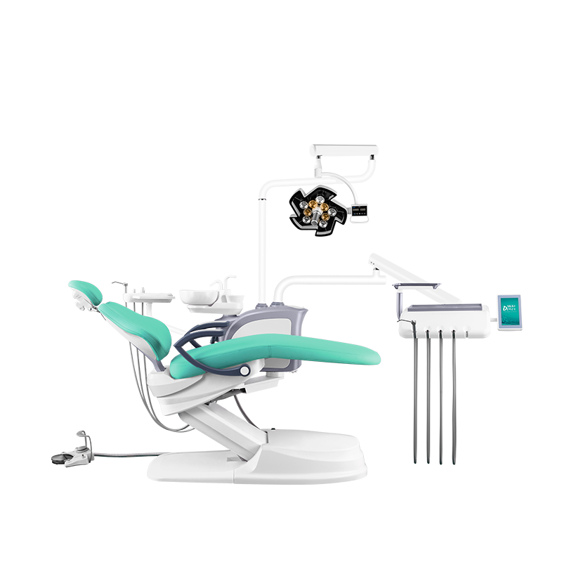 Изображение Установка стомат DETES TS TOP-301, цвет Green / зеленый Youth, бесшовн., нижняя/п, скейлер и п/лампа WOODPECKER, NEBULA 10, эжектор, интр. кам, монитор