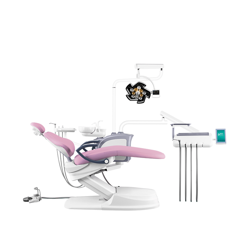 Изображение Установка стомат DETES TS TOP-301, цвет Pink Lady / красный Youth, бесшовн., нижняя/п, скейлер и п/лампа WOODPECKER, NEBULA 10, эжектор, интр. кам, монитор