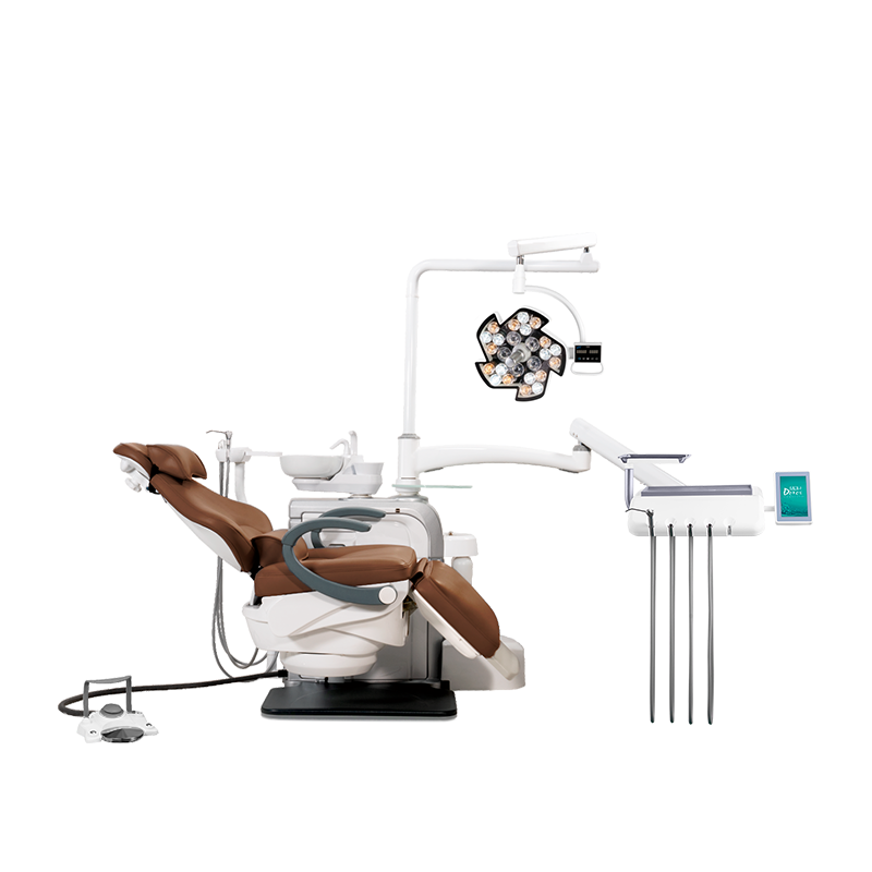 Изображение Установка стомат DETES TS TOP-301 ROTARY, цвет Dark Brown / темно-коричневый MF, бесшовн, нижняя/п, скейлер и п/лампа WOODPECKER, наконечники DTL HP2KL ,Q6KW, DP 11L, NEBULA, модернизированный гидроблок