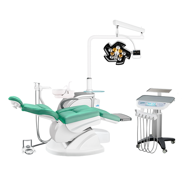 Изображение Установка стомат DETES TS-TOP300 CART, цвет Green / бирюзовый Youth, бесшовн, подкатной столик врача, NEBULA