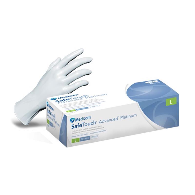 Изображение Перчатки нитрил XS 50пар Platinum White Nitrile PF Medicom нестер неопудр текстур на пальцах (без упаковки) 1 из 1