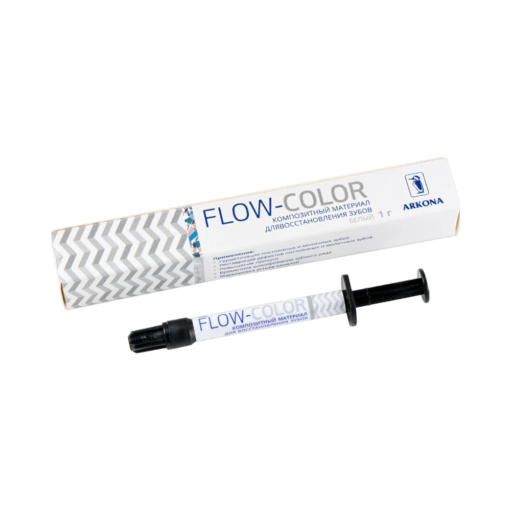 Изображение Flow Color текучий композит, белый, шприц, 1гр