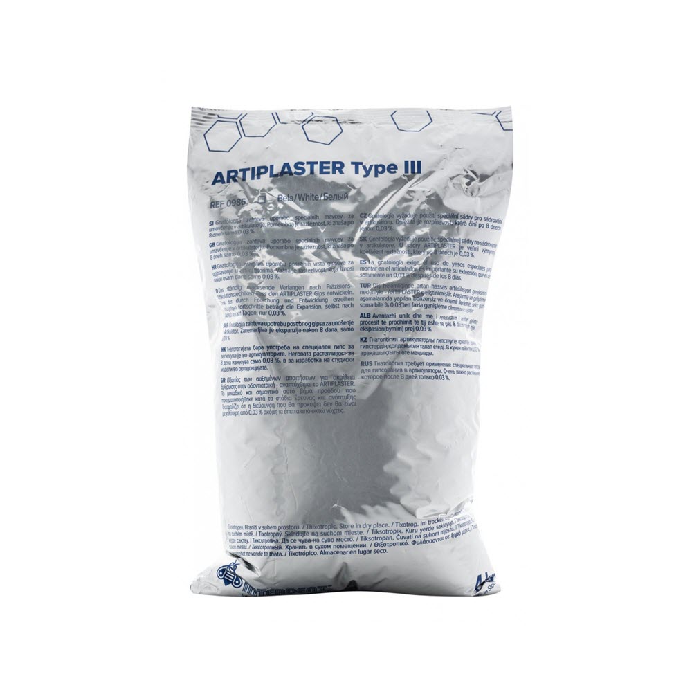 Изображение Гипс артикуляционный Artiplaster, 3 класс, алу-пакет, 4кг ЧЗ