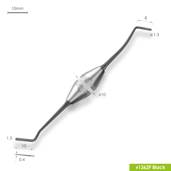 Изображение 1362F Black Узкая гладилка с штопфером Ø1.3mm. Эргономичная ручка Ø10mm. Покрытие Black 2 из 6