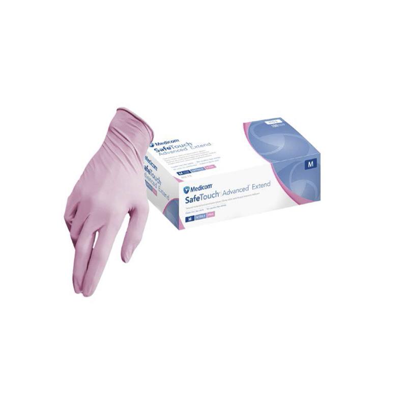 Изображение Перчатки нитрил M 50пар Safetouch Extented Pink Nitrile PF Medicom нестер неопудр текстур на пальцах розовые диагностич однораз 1 из 1