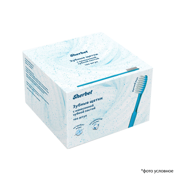 Изображение Зубная щетка с нанесенной зубной пастой Sherbet 100шт 1 из 1