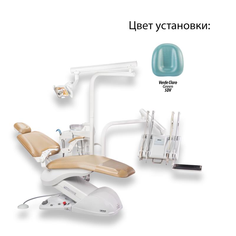 Изображение Установка стомат Gallant верх подача с ф/о,слюноотсос,пылеотсос,негатоскоп,светильник CONCEPT-LED,стул врача 5DV (Green) 904 1 из 1