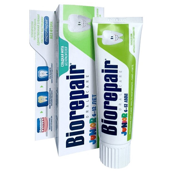 Изображение Биорепейр / Biorepair Junior детская зубная паста 6-12лет вкус сладкая мята 75мл ЧЗ
