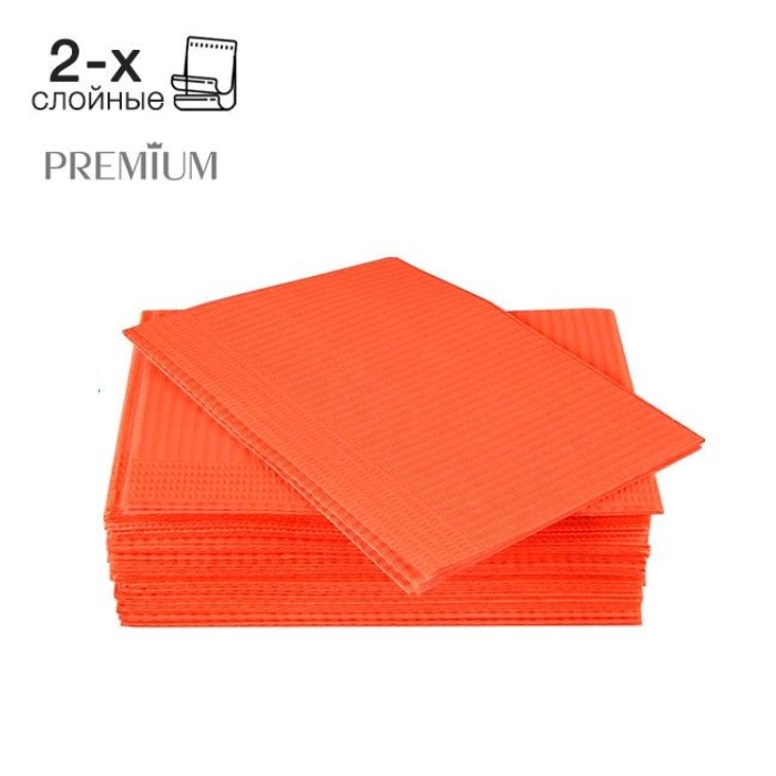 Изображение Салфетки (нагрудники) оранжевые Кристидент Premium Intensive, двухслойные, 500шт 1 из 1
