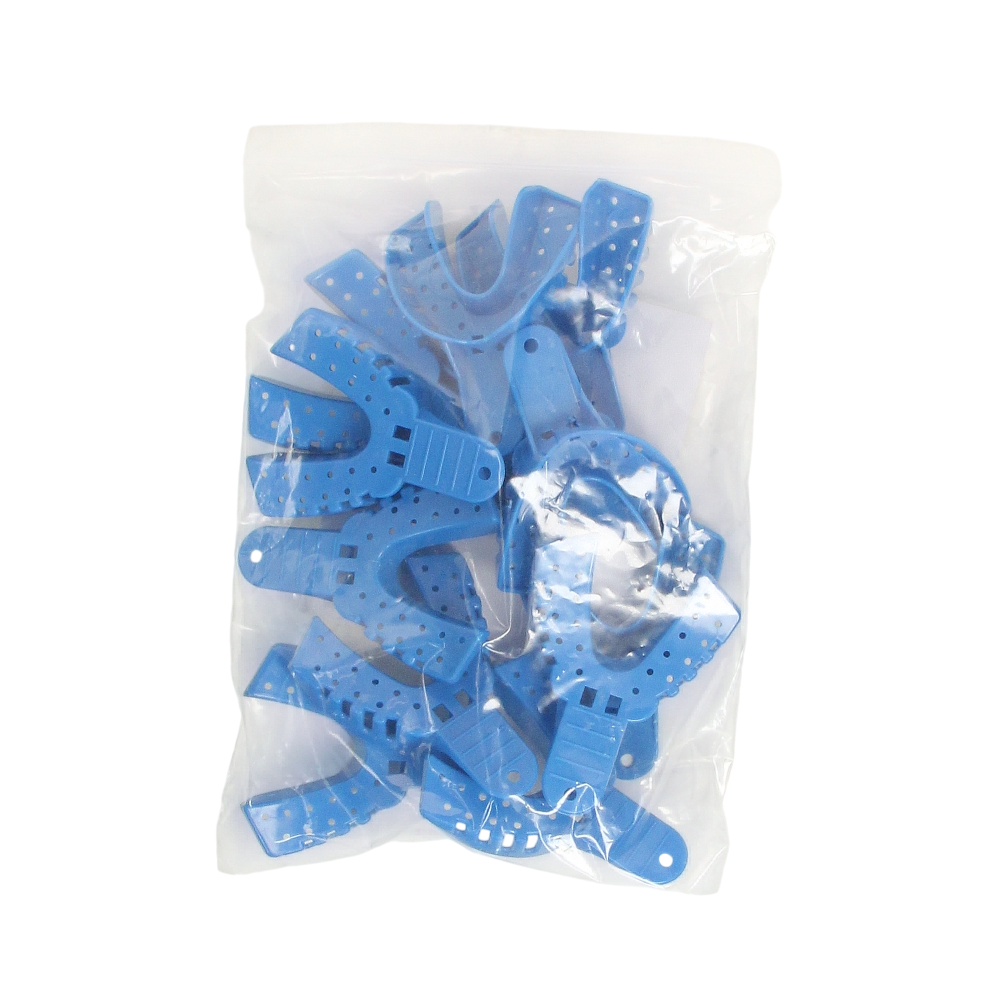 Изображение Ложка слепочная Impression Trays размер L/Low, Dispodent, пластиковые синие, 12шт