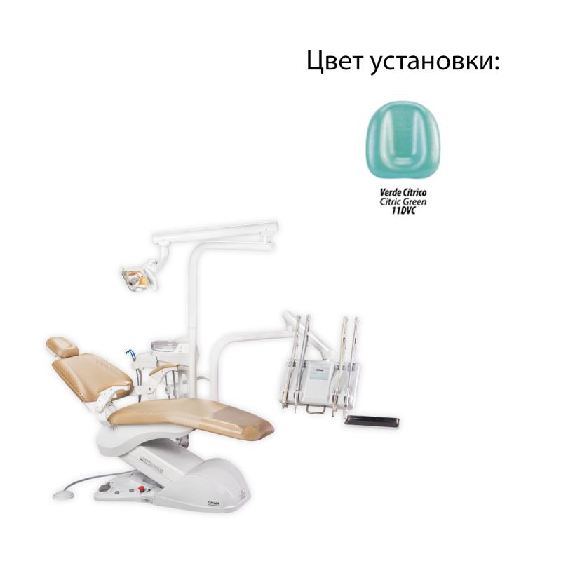 Изображение Установка стомат Gallant верх подача с ф/о,слюноотсос,пылеотсос,негатоскоп,светильник CONCEPT-LED,стул врача 11DVC (Citric Green) 904 1 из 1