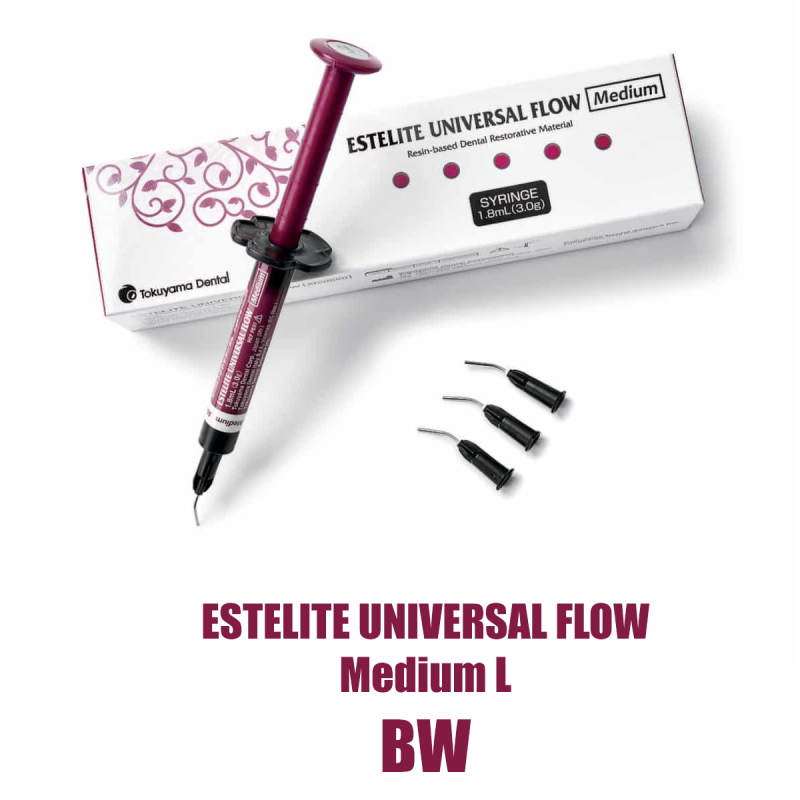 Изображение Estelite Universal Flow Medium L оттенок BW, средней текучести,  шприц (3 гр.), 13868 1 из 1
