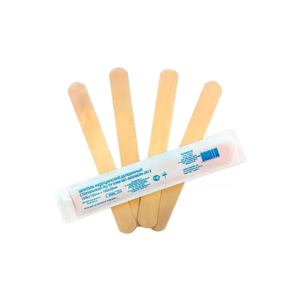 Изображение Шпатель 150х18мм медицинский деревянный, стерильный, 1шт