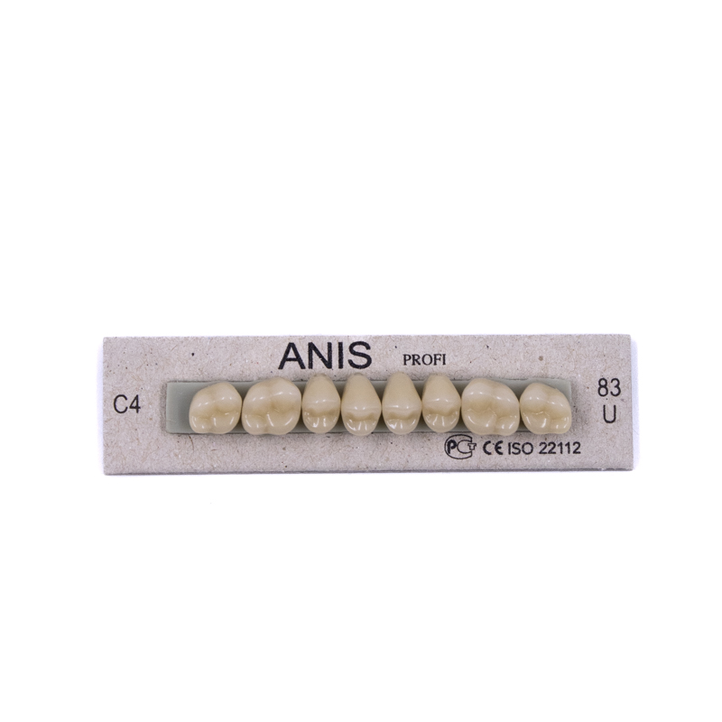 Изображение Зубы акриловые Anis Profi , цвет С4, размер 83, трехслойные, жевательные верхние, 8шт. 1 из 3