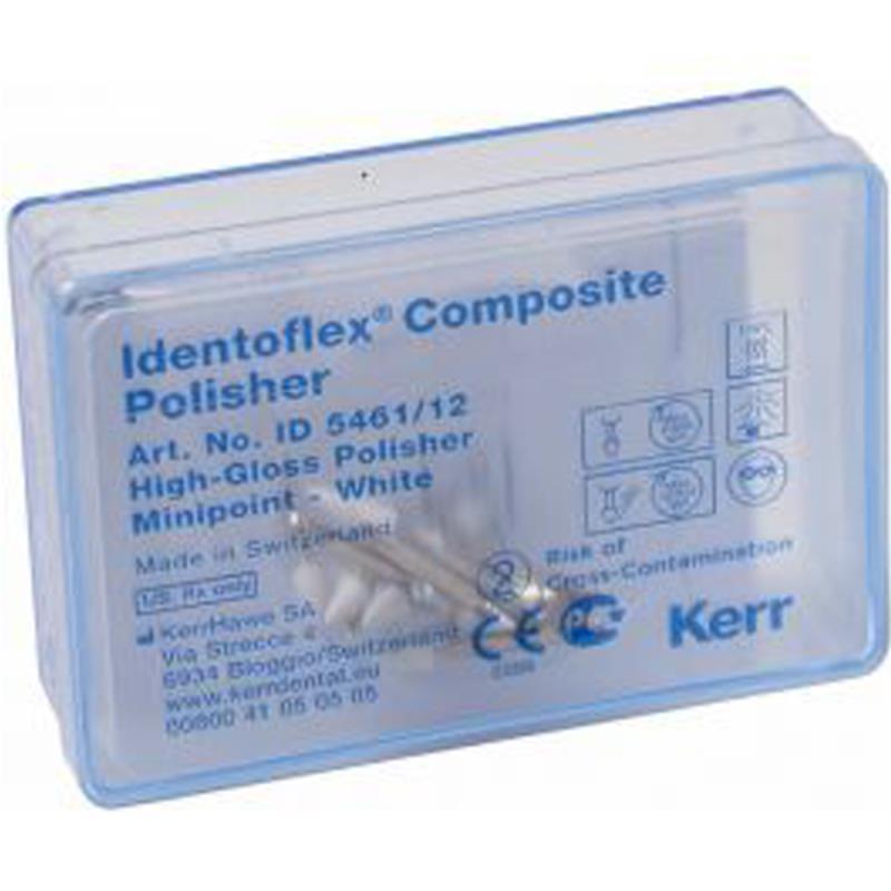 Изображение Полиры д/композитов / Identoflex Composite High-Gloss Polishers для зерк блеска острый кончик белые 12шт ID5461/12 1 из 1