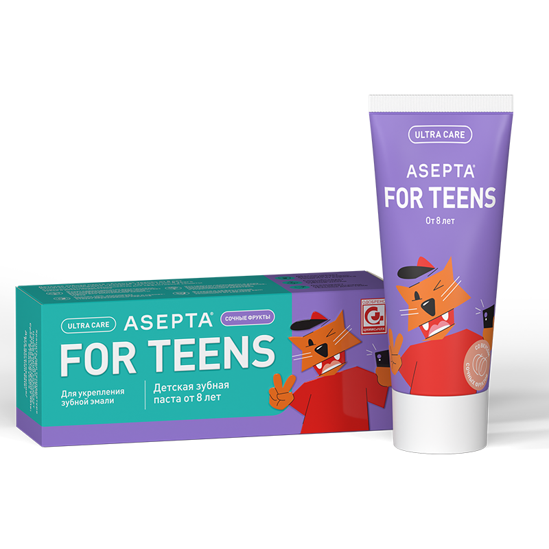 Изображение Зубная паста АСЕПТА TEENS, подростковая от 8 лет, туба, 50мл 2 из 5