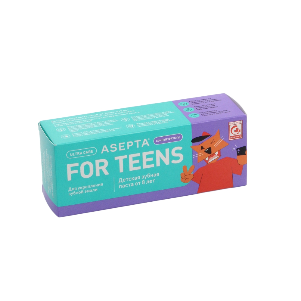 Изображение Зубная паста АСЕПТА TEENS, подростковая от 8 лет, туба, 50мл 3 из 5