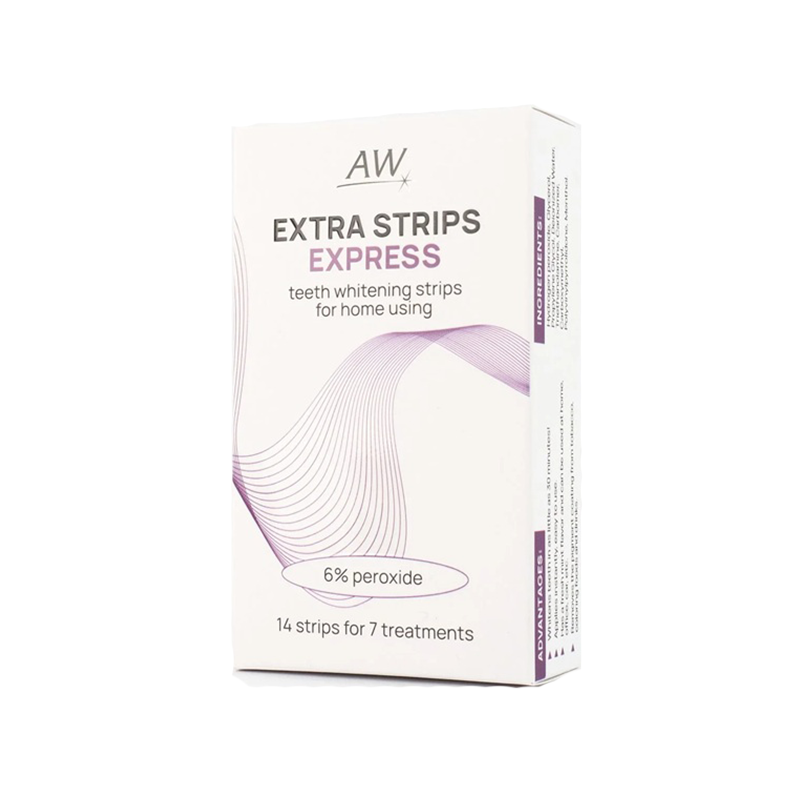 Изображение Полоски для отбеливания зубов Amazing White EXTRA STRIPS EXPRESS 6% peroxide H202 7 саше AW53