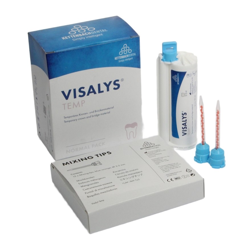 Изображение Visalys Temp, цвет A1, для временных коронок и мостов, картридж, 50мл и 15насадок 2 из 4