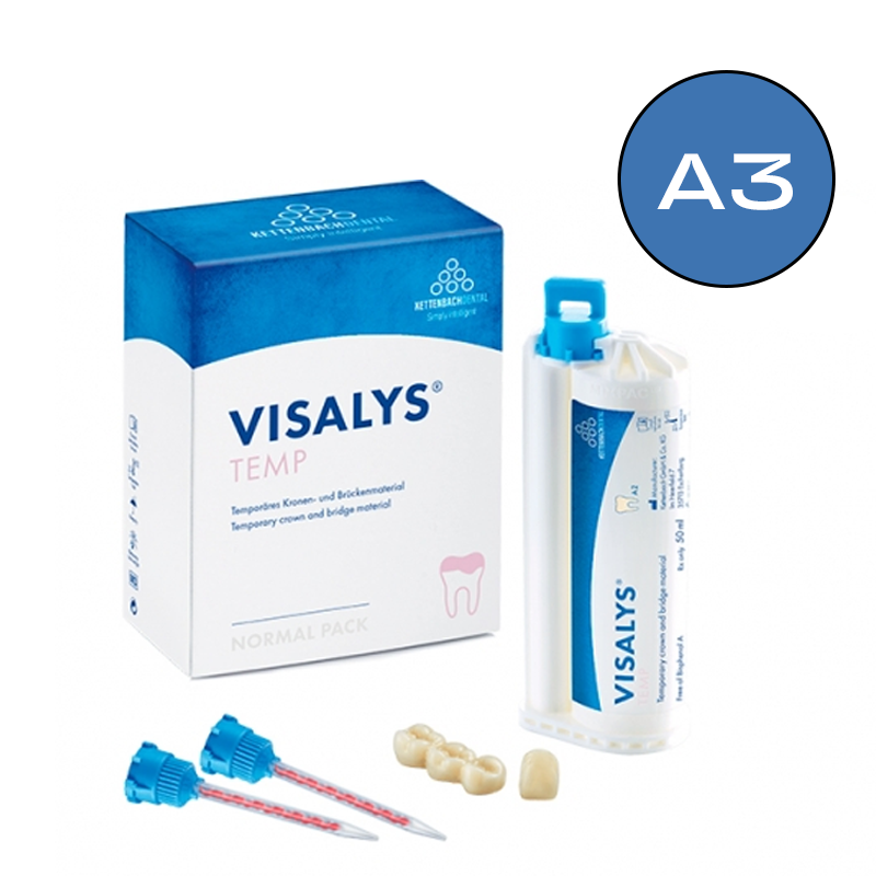 Изображение Visalys Temp, цвет A1, материал для временных коронок и мостов, картридж, 50мл и 15насадок