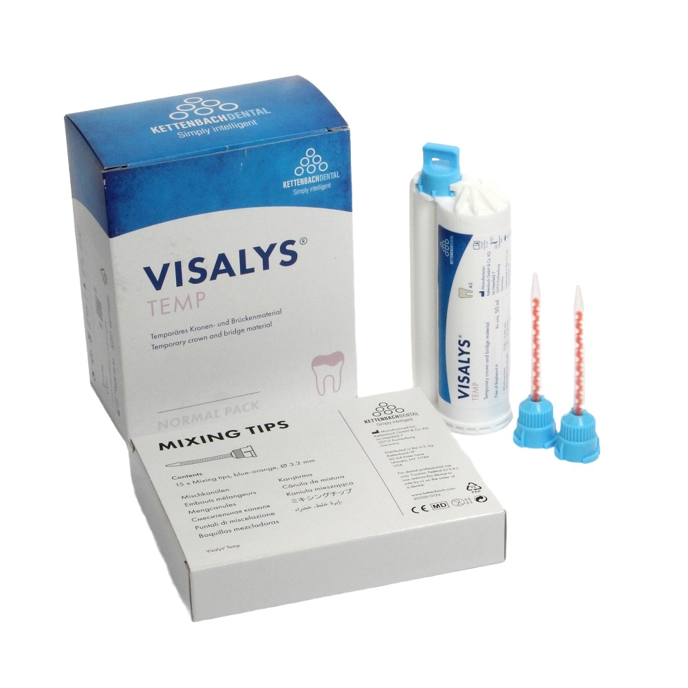 Изображение Visalys Temp, цвет A1, материал для временных коронок и мостов, картридж, 50мл и 15насадок 2 из 4