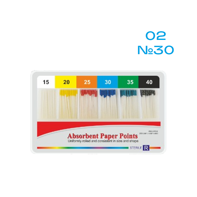 Изображение Штифты бумажные абсорбирующие / Absorbent Paper Points Размер 30, 200 шт/уп