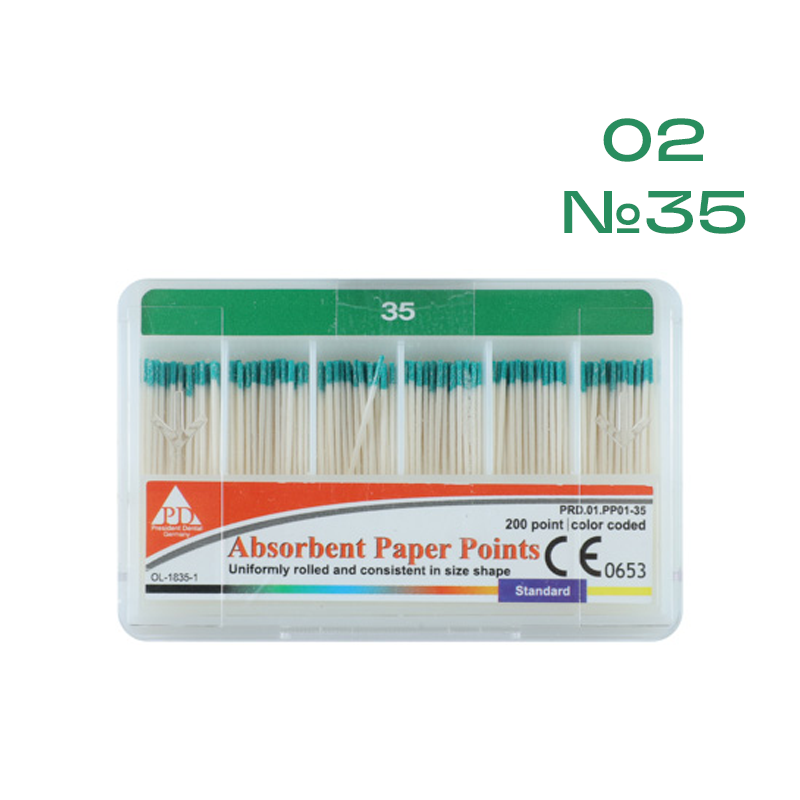 Изображение Штифты бумажные абсорбирующие / Absorbent Paper Points Размер 35, 200 шт/уп