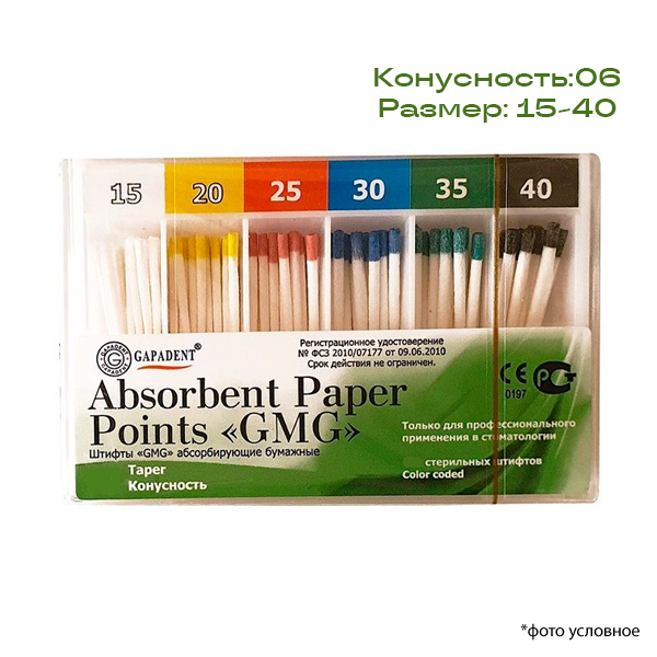 Изображение Штифты бумажные конусные 06 15-40 100шт 1 из 1