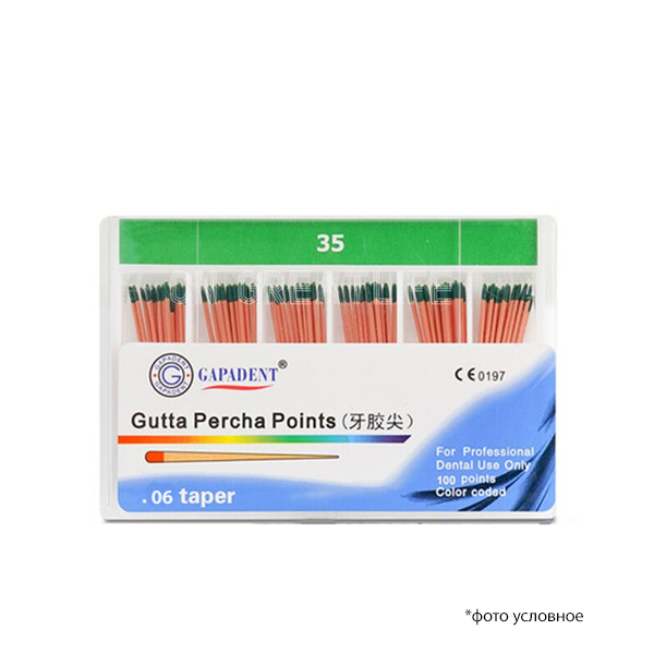 Изображение Штифты гуттаперчевые конусные 06 №35 (60 шт.) Gutta Percha Points "GMG"