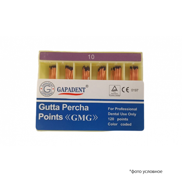Изображение Штифты гуттаперчевые ассортимент №10 120 шт Gutta Percha Points GMG 1 из 1