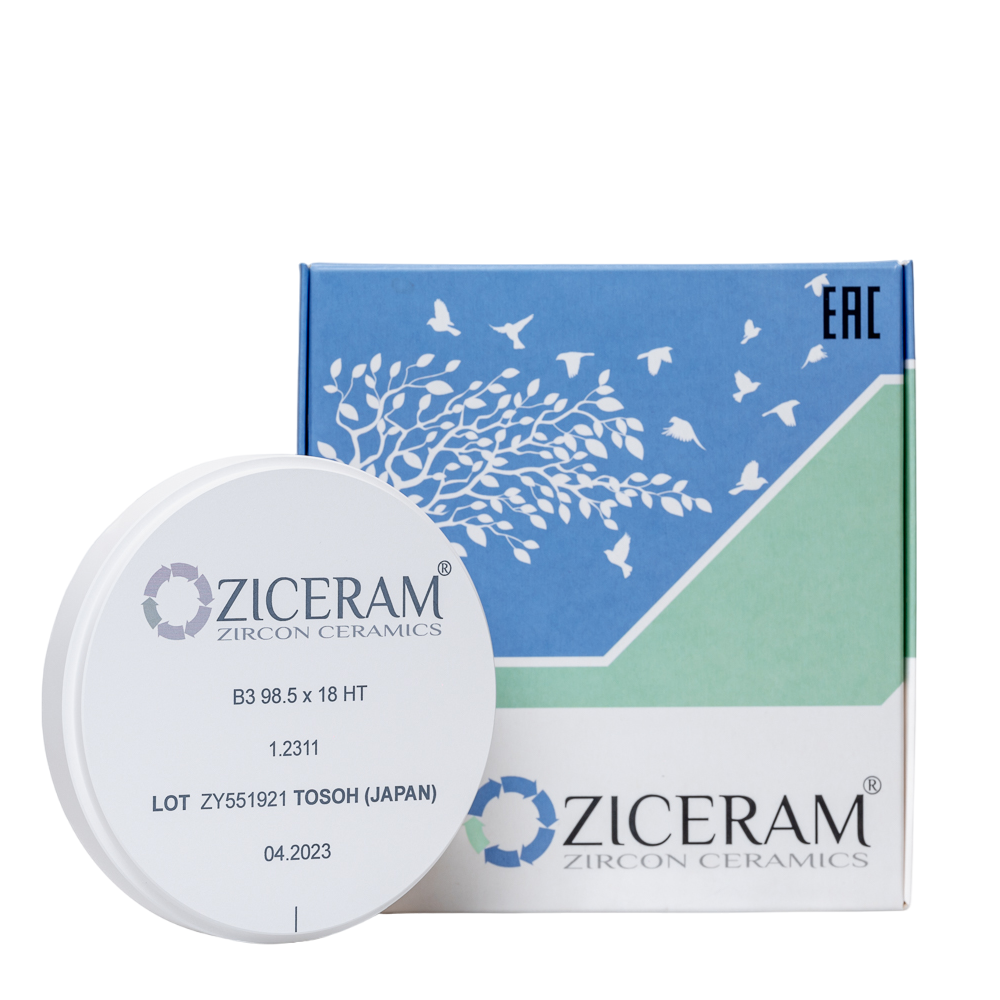 Изображение Диск диоксида циркония однослойный HT, цвет B3, 98,5х18, супертранслюентный, 1шт.