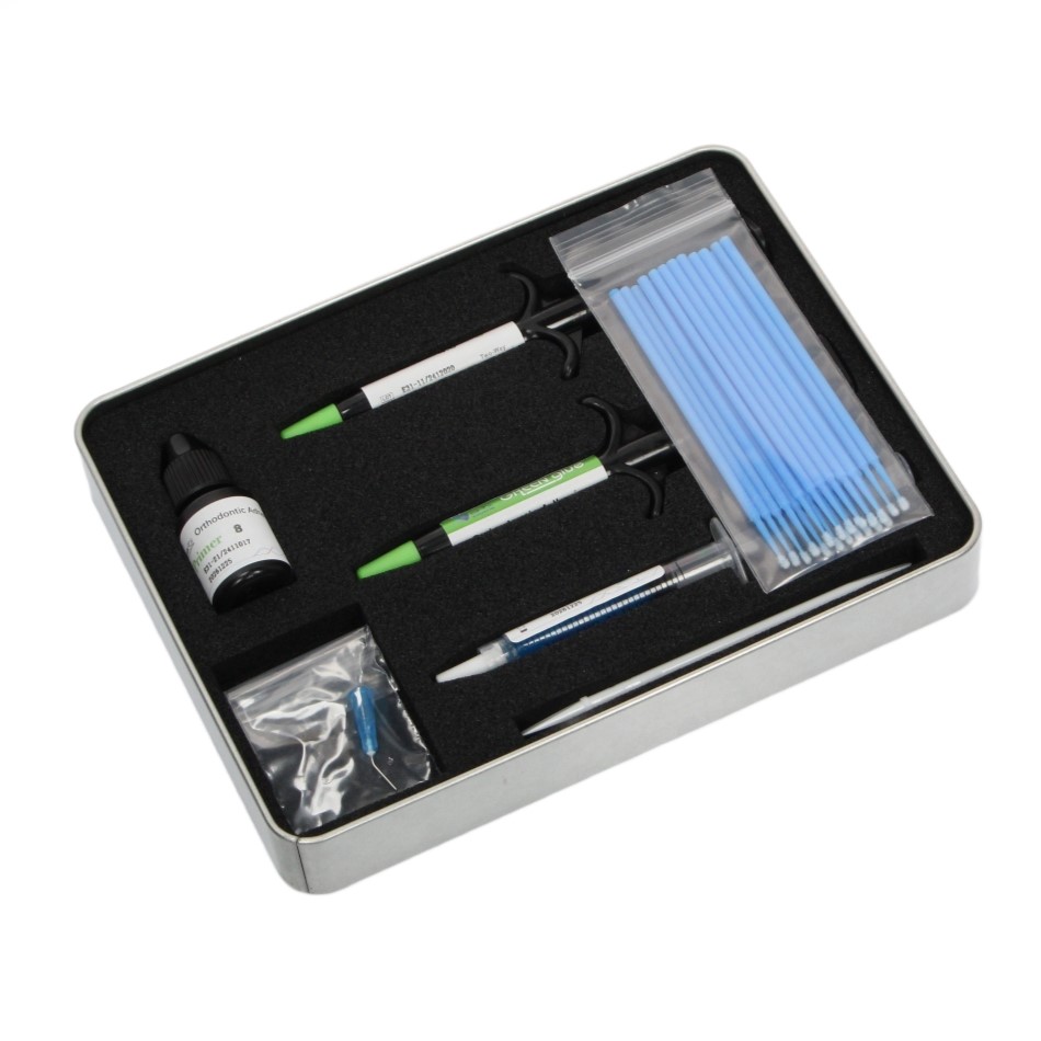 Изображение Green glue Light-Cure system адгезив ортодонтический для фиксации брекетов, цветной, светового отверждения: паста 2х4гр , праймер 8мл , протравка 2,5мл 2 из 5