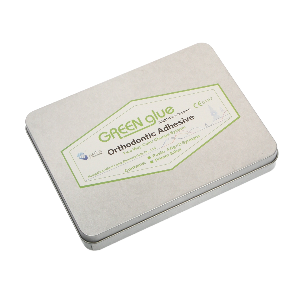 Изображение Green glue Light-Cure system адгезив ортодонтический для фиксации брекетов, цветной, светового отверждения: паста 2х4гр , праймер 8мл , протравка 2,5мл 3 из 5
