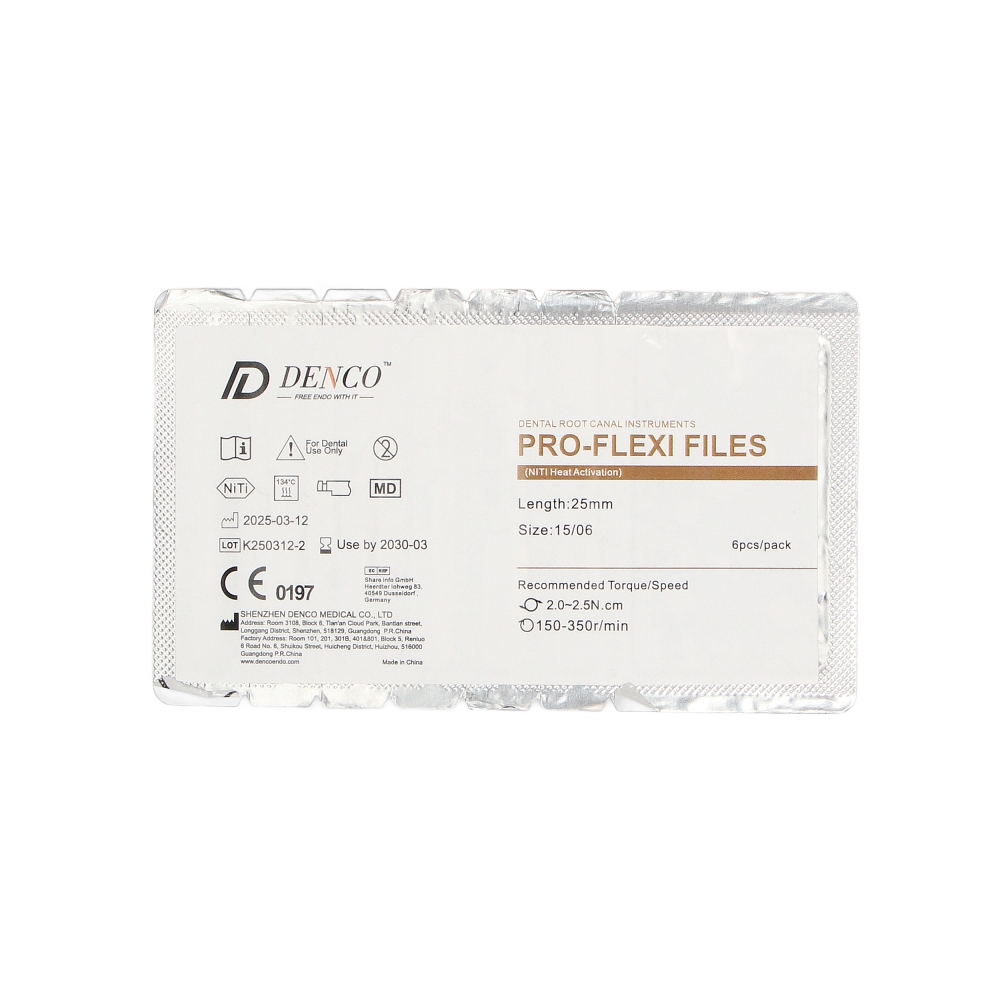 Изображение Pro-Flexi файлы NiTi, тепловая активация, 25 мм, 15/06, белый, 6 шт, Denco