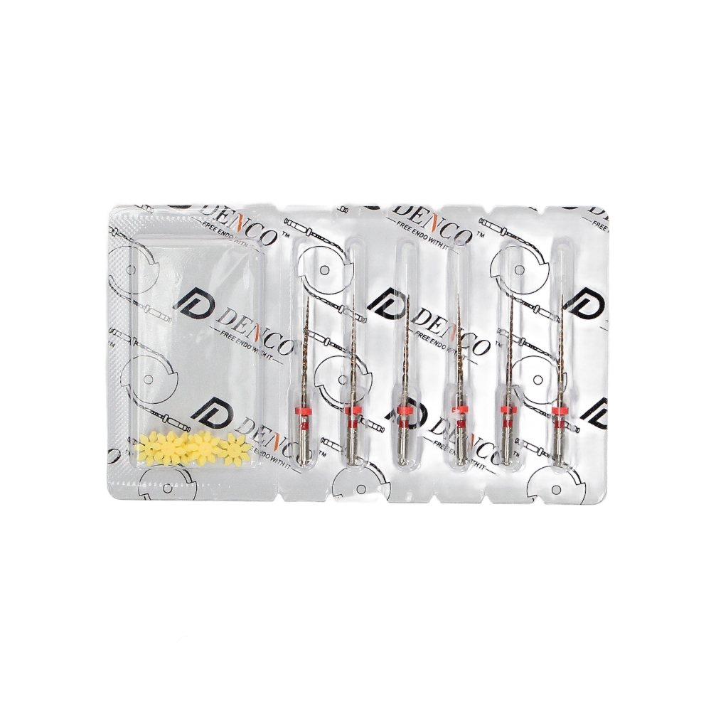Изображение Pro-Flexi файлы NiTi, 25 мм, 25/06, тепловая активация, красные, 6 шт, Denco 3 из 3
