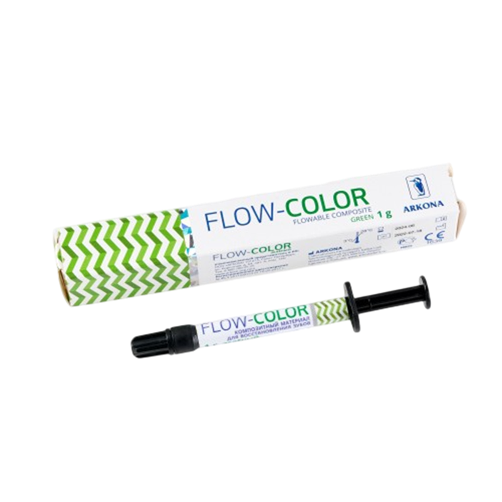 Изображение Flow Color зеленый, текучий композит, шприц, 1гр