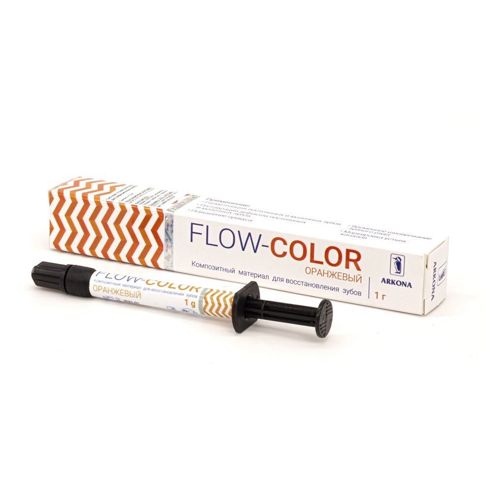 Изображение Flow Color оранжевый, текучий композит, шприц, 1гр