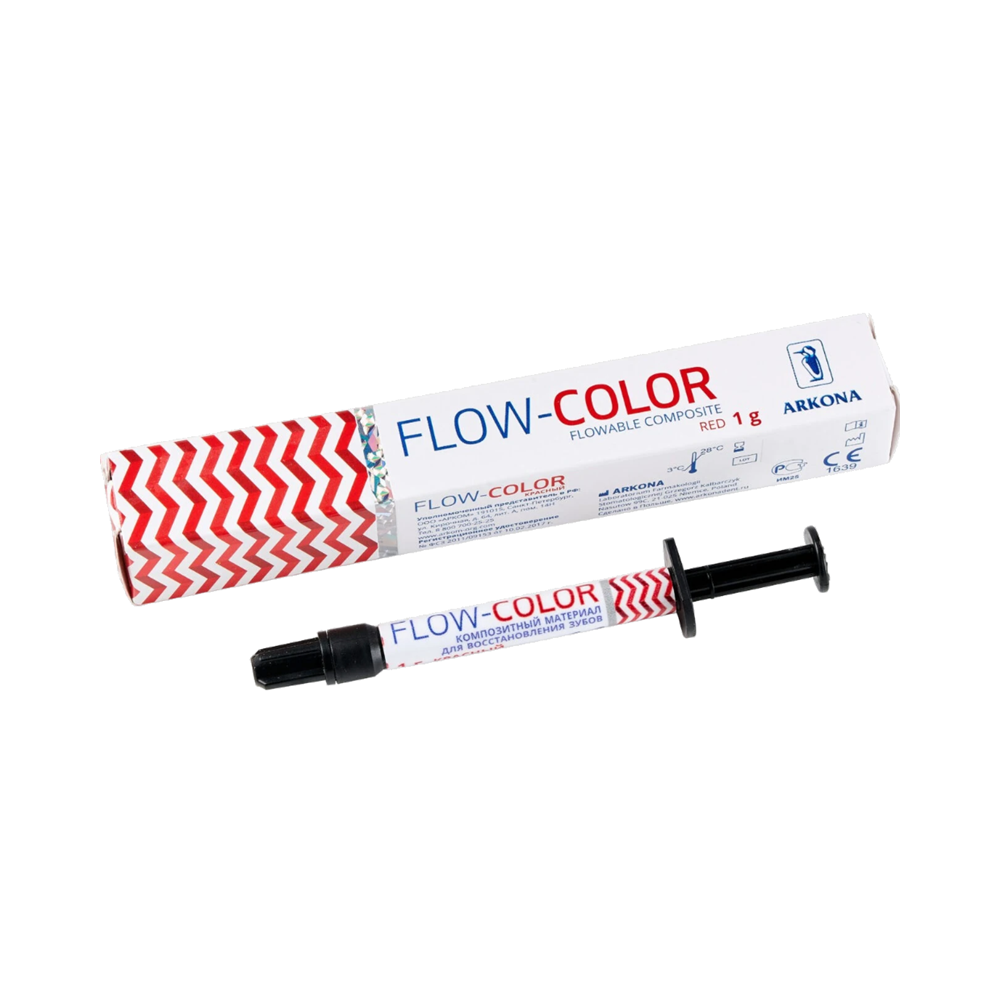 Изображение Flow Color красный, текучий композит, шприц, 1гр