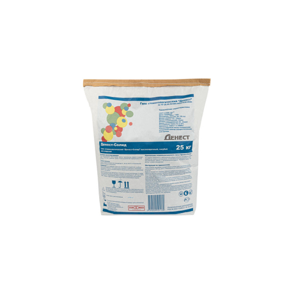 Изображение Гипс стоматологический "Денест-Солид" высокопрочный, голубой, класс III, мешок 25 кг