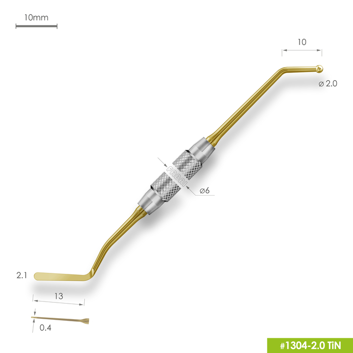 Изображение Гладилка удлиненная средняя с штопфером-шариком O2.0mm ручка O6mm покрытие Gold 3 из 5