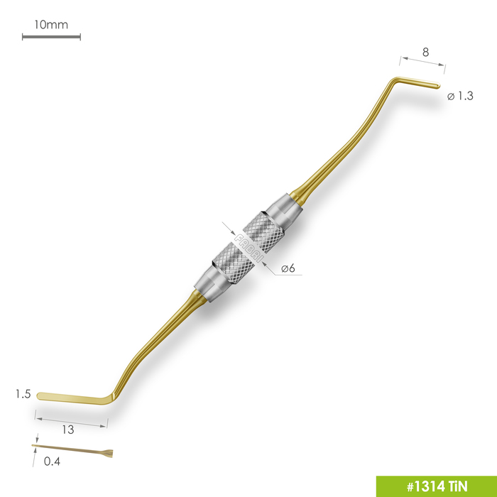 Изображение Гладилка удлиненная узкая с штопфером O1.3mm ручка O6mm покрытие Gold 3 из 5