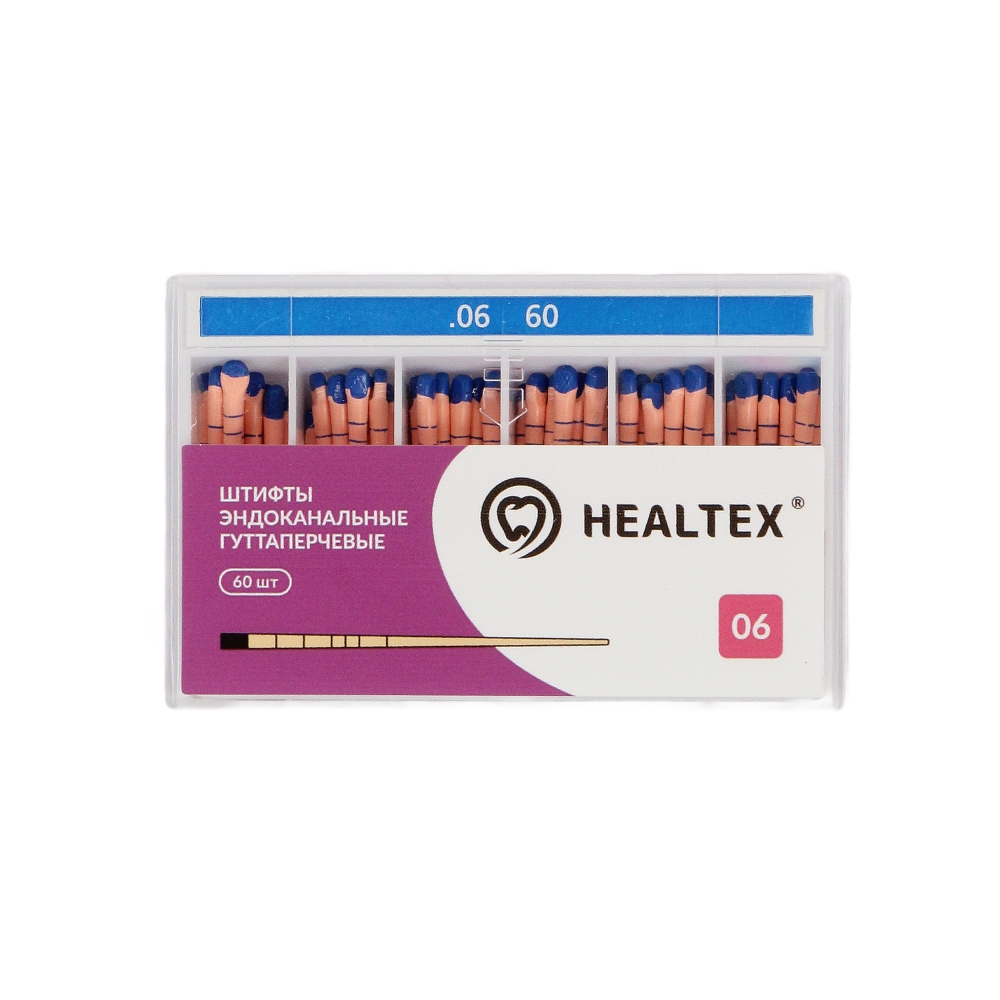 Изображение Штифты гуттаперчевые 06, №60, маркированные, синие, 60шт