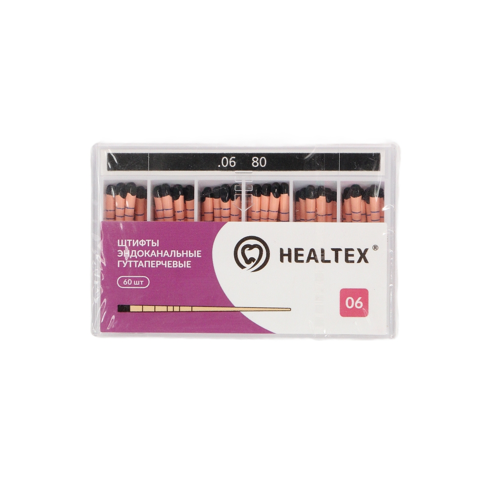 Изображение Штифты гуттаперчевые 06, №80, маркированные, черные, 60шт