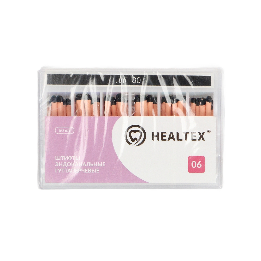 Изображение Штифты гуттаперчевые 06 №80, Healtex, черные, 60шт