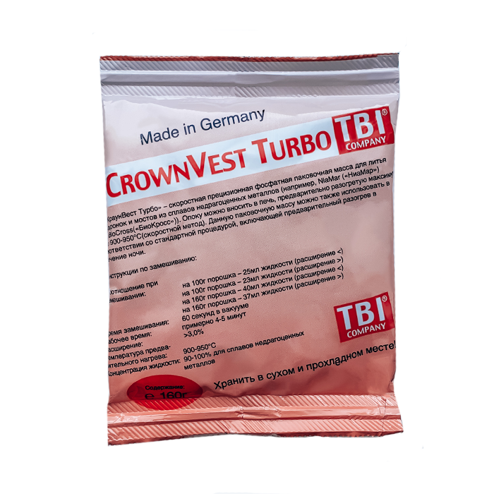 Изображение Кроун Вест Турбо / CrownVest Turbo паковочная масса для коронок и мостов, 4,8 кг (30х160гр.), DFS, 28062 1 из 1